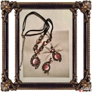 Fashion Pink Stone Statement Jewelry Set